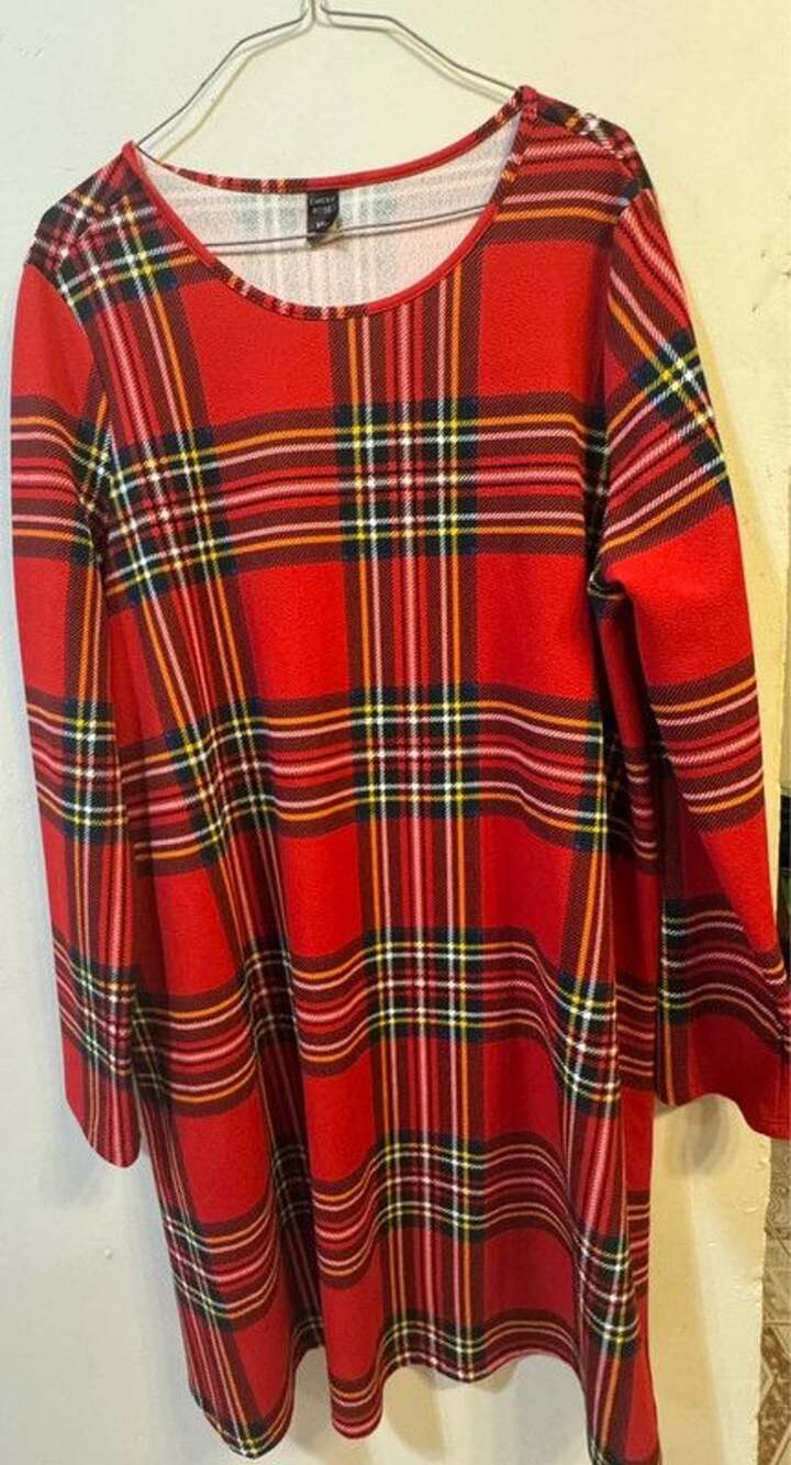 Long sleeve tartan dress XXL
